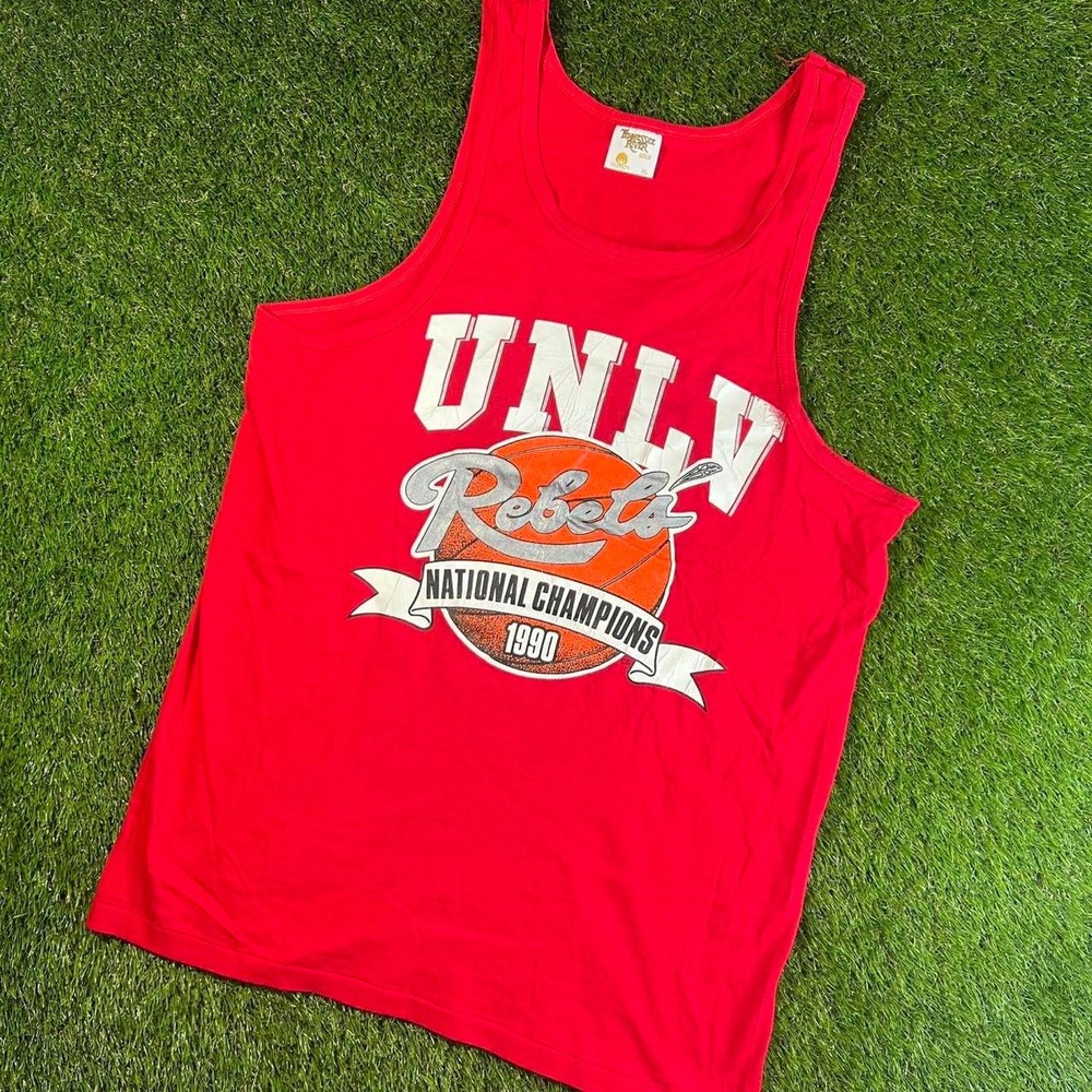 Vintage UNLV Runnin Rebels 1990 National Champions Tank Top Shirt XL Red